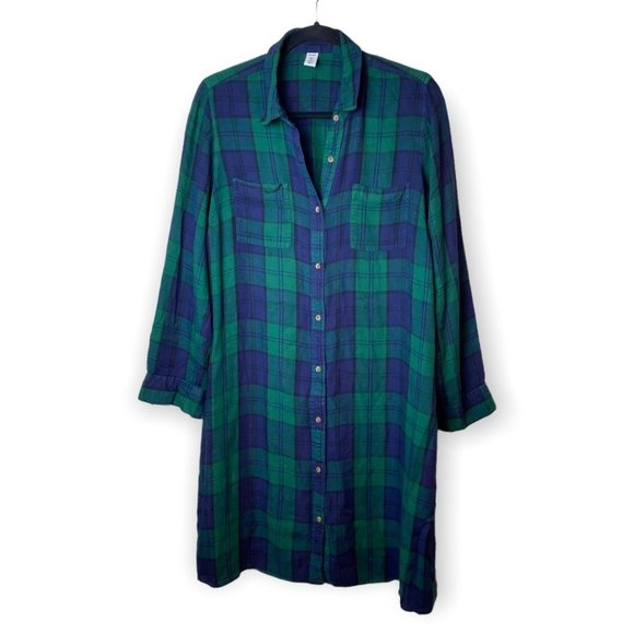 Old Navy Blue & Green Flannel Dress L - Picture 2 of 12